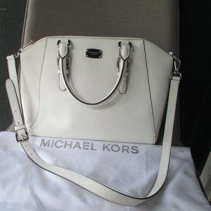 Michael Kors Handbag Crossbody Satchel White Dust Bag Handles Large Tote
